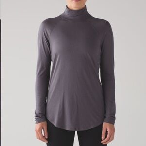 Lululemon Sz 6 Locarno Turtleneck In Dark Carbon Pima Cotton EUC